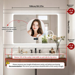 Luvodi 100X70Cm Led Illuminated Bathroom Mirror With Bluetooth Music Play 3X Magnifier Demister Touch - thumbnail 8