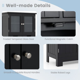 Costway 128 Cm Tall Bathroom Storage Cabinet Freestanding Floor Cabinet W/ Drawers-Black - thumbnail 9