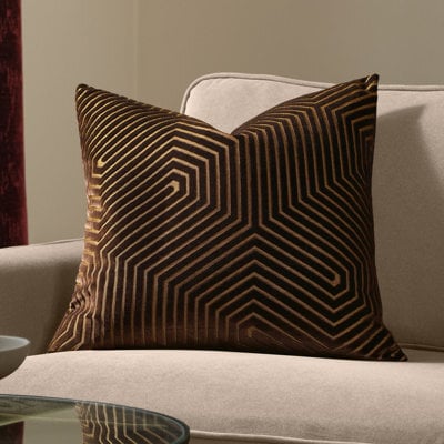 Paoletti Evoke Cut Velvet Cushion Cover, Chocolate, 55 X 55Cm - image 1