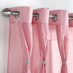 Luxury Living Linen Look Voile Ring Top Curtain Pair 147Cm X 183Cm Blush Pink - thumbnail 2