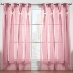 Luxury Living Linen Look Voile Ring Top Curtain Pair 147Cm X 183Cm Blush Pink