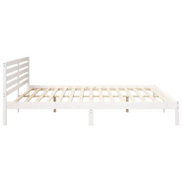 Berkfield Modern With Headboard White 200 X 210 Cm Solid Pine Wood - thumbnail 6