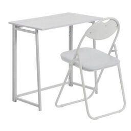 Harbour Housewares Deluxe Folding Wooden Desk & Chair Set - White/lilac - Durable Compact Computer Office Study Desk & Chair Set