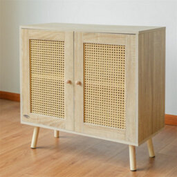 Abrihome Rattan Sideboard Cabinet With 2 Doors For Living Room, Adjustable Shelf, 80X35X78Cm - thumbnail 8