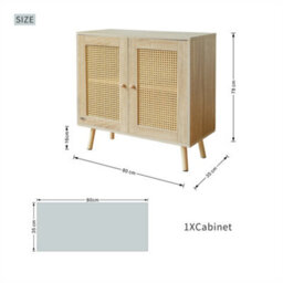 Abrihome Rattan Sideboard Cabinet With 2 Doors For Living Room, Adjustable Shelf, 80X35X78Cm - thumbnail 6