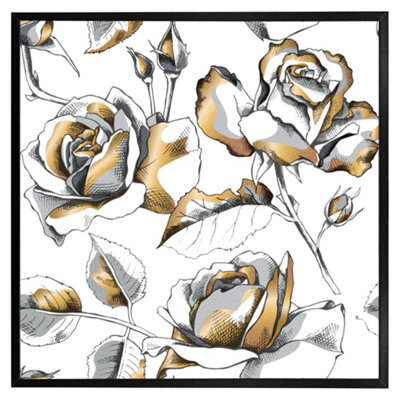 "Andrew Lee Golden Roses (Picutre Frame) / 20X20"" / Oak" - image 1
