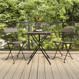 Berkfield Folding Bistro Chairs 2 Pcs Grey Poly Rattan And Steel - thumbnail 1