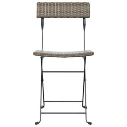 Berkfield Folding Bistro Chairs 2 Pcs Grey Poly Rattan And Steel - thumbnail 4