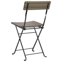 Berkfield Folding Bistro Chairs 2 Pcs Grey Poly Rattan And Steel - thumbnail 6