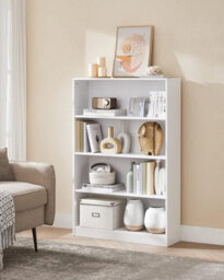 Songmics 4 Tier Bookcase With Adjustable Shelves, Children's Bookshelf And Storage Unit, Shelving Unit And Rack, White - thumbnail 3