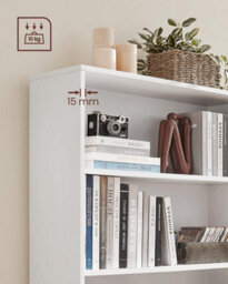 Songmics 4 Tier Bookcase With Adjustable Shelves, Children's Bookshelf And Storage Unit, Shelving Unit And Rack, White - thumbnail 5