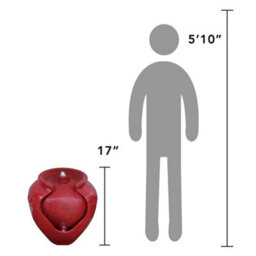 Teamson Home Garden Outdoor Water Feature, Floor Water Fountain, Glazed Pot Design, With Led Lights - Red - thumbnail 9