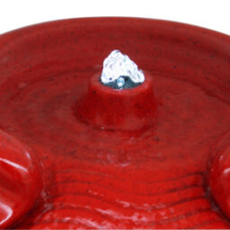 Teamson Home Garden Outdoor Water Feature, Floor Water Fountain, Glazed Pot Design, With Led Lights - Red - thumbnail 7