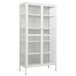 Berkfield Display Cabinet White 90X40X180 Cm Steel And Tempered Glass - thumbnail 2