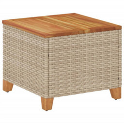 Walplus Garden Table Beige 45X45X37 Cm Poly Rattan Acacia Wood - thumbnail 2