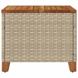 Walplus Garden Table Beige 45X45X37 Cm Poly Rattan Acacia Wood - thumbnail 6