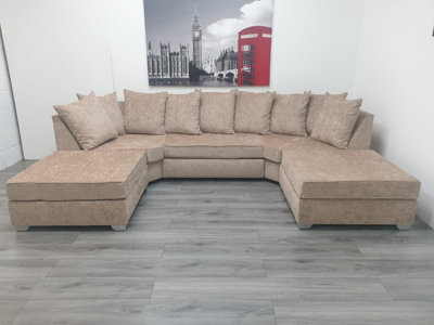 Stratus Interiors Easton Large U-Shaped Sofa In Soft Velvet Fabric - Spacious Modular Seating With Plush Comfort For Elegant Living Rooms - image 1