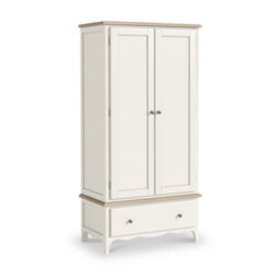 Roseland Furniture Celine Coconut White Oak Top Double Wardrobe - thumbnail 1
