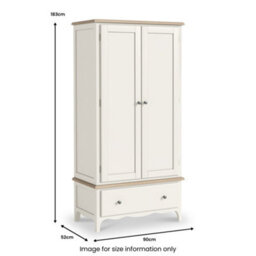 Roseland Furniture Celine Coconut White Oak Top Double Wardrobe - thumbnail 8
