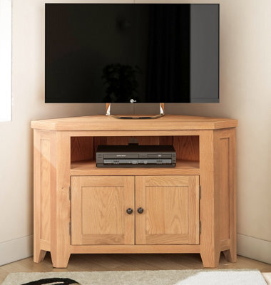Hallowood Furniture Cotswold Oak 2 Door Corner Tv Unit - image 1