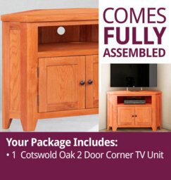 Hallowood Furniture Cotswold Oak 2 Door Corner Tv Unit - thumbnail 7