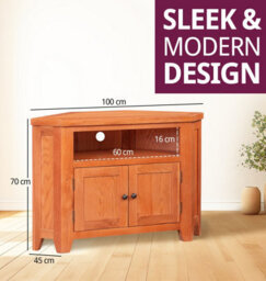 Hallowood Furniture Cotswold Oak 2 Door Corner Tv Unit - thumbnail 3