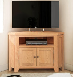 Hallowood Furniture Cotswold Oak 2 Door Corner Tv Unit