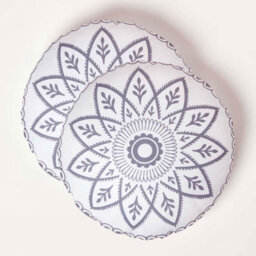 Homescapes Luxury Outdoor Cushions 2 Set Round, Waterproof Filled Cushion, Soft-Touch, Henna Grey For Garden And Indoors, 40X40 Cm - thumbnail 1