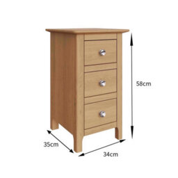 Fwstyle Pair Of 2 Ready Assembled Taberno 3 Drawer Bedside Chest Of Drawers Nightstands Natural Oak (H) 58 (W) 34 (D) 35Cm - thumbnail 8