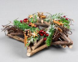 Shatchi 22Cm Twig Star Candle Holder Red/brown - thumbnail 2