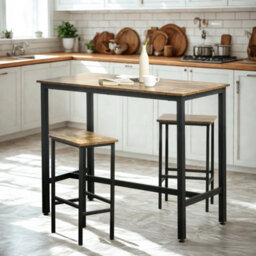 FURNOLD Set Of 2 Kitchen Counter Height Breakfast Bar Stools With Footrest Brown - thumbnail 6