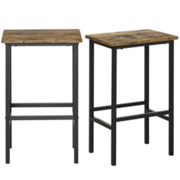 FURNOLD Set Of 2 Kitchen Counter Height Breakfast Bar Stools With Footrest Brown - thumbnail 7