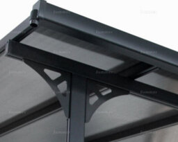 Aluminium Wall Mounted Pergola, Adjustable Pitch & Post Positions, Polycarbonate Roof Lean-To Gazebo - 10Ft X 16Ft (3.0X5.0M) - thumbnail 6