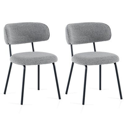 Sonara Set Of 2 Linen Fabric Mid-Century Dining Chairs With Handle