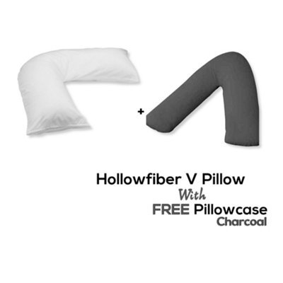 Chilimilii V Pillow With Free V Pillowcase Polycotton Cover Orthopedic Neck & Back Support Hollowfiber Filled Pillow