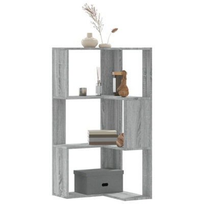 Berkfield Corner Bookcase 3-Tier Grey Sonoma 50X50X102 Cm Engineered Wood - image 1