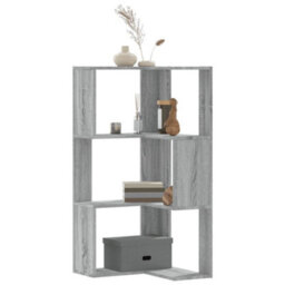 Berkfield Corner Bookcase 3-Tier Grey Sonoma 50X50X102 Cm Engineered Wood - thumbnail 1