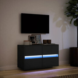 Vidaxl Tv Wall Cabinet With Led Lights Black 80X31X45 Cm - thumbnail 5