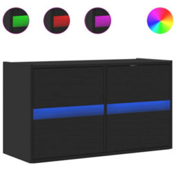 Vidaxl Tv Wall Cabinet With Led Lights Black 80X31X45 Cm - thumbnail 2