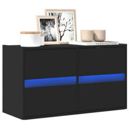 Vidaxl Tv Wall Cabinet With Led Lights Black 80X31X45 Cm - thumbnail 1