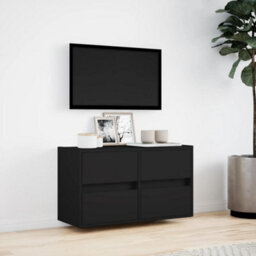 Vidaxl Tv Wall Cabinet With Led Lights Black 80X31X45 Cm - thumbnail 4