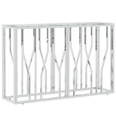 Berkfield Durable Console Table 110X30X70 Cm Stainless Steel And Glass - image 1
