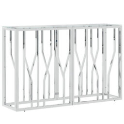 Berkfield Durable Console Table 110X30X70 Cm Stainless Steel And Glass