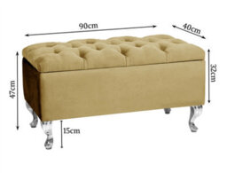 Londona 90Cm Chesterfield Ottoman Storage Bench - Plush Velvet Shoe Bench - Mink Upholstery Footstool With Storage - thumbnail 2