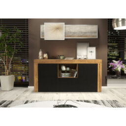 Creative Furniture Aurora Sideboard 145Cm - Dark Oak & Black Matt Doors - thumbnail 2