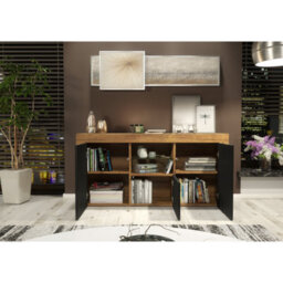 Creative Furniture Aurora Sideboard 145Cm - Dark Oak & Black Matt Doors - thumbnail 3