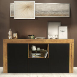 Creative Furniture Aurora Sideboard 145Cm - Dark Oak & Black Matt Doors