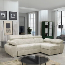 Boston Mini Premium Right Hand Corner Sofa Bed Beige Corduroy Upholstery With Storage And Bonell Spring Support - thumbnail 2