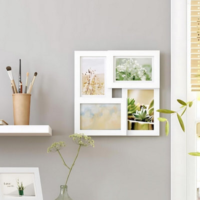 Songmics 4-Frame Photo Collage, Wall Mounted Picture Display Set, Family Memory Showcase, Cloud White - image 1