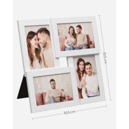 Songmics 4-Frame Photo Collage, Wall Mounted Picture Display Set, Family Memory Showcase, Cloud White - thumbnail 2